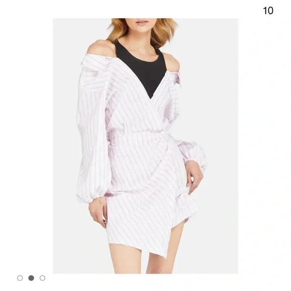 Maje Asymmetrical Off-Shoulder Bishop Sleeve Dress size 36 - Picture 1 of 9